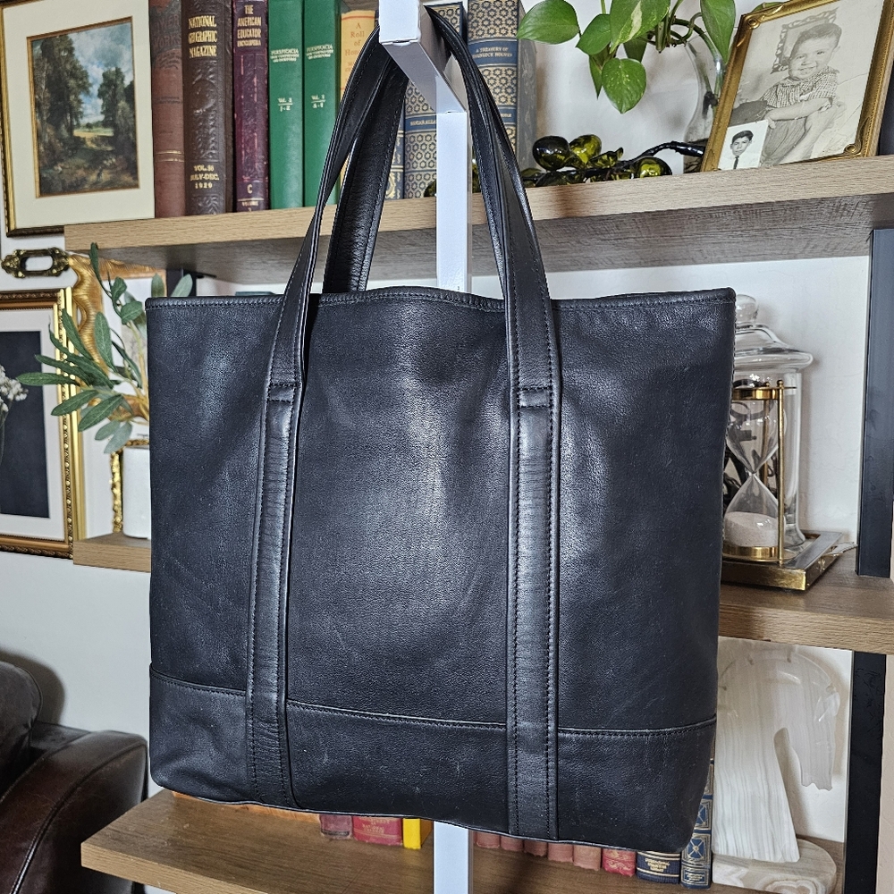 Vintage 90s Y2k Coach soft black leather market tote handbag 9401 - Picture 6 of 15